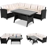 CASARIA Casaria® Polyrattan Ecklounge Set WPC Esstisch Ecksofa inkl.