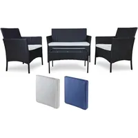 Vortivo Gartenmöbel-Set – Sofa, 2 Sessel, Tisch, Polyrattan– 2