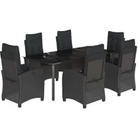 VidaXL Garten-Essgruppe 7-tlg. Schwarz