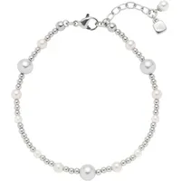 LEONARDO Elsana Armband Edelstahlfarben mit Perle (imitiert) grau|weiß 21