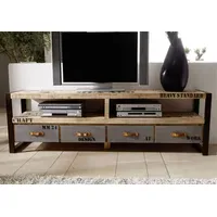 Massivmoebel24 Factory TV-Board Lowboard 196x60x40 cm Mehrfarbig Holz