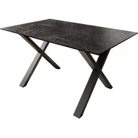 DeLife Esstisch Edge 140x90 Keramik Laminam®Nero Greco Anthrazit X-Gestell