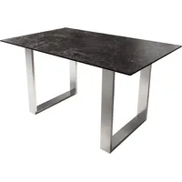 DeLife Esstisch Edge 140x90 Keramik Laminam®Nero Greco Anthrazit Edelstahl