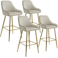 Tectake tectake® Barstuhl, Creme, Gold, Kunststoff, 48.5x108x57 cm, Belastbarkeit