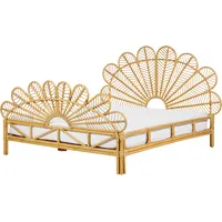 Beliani Doppelbett Hellbraun, Naturmaterialien, 160x200 cm