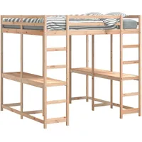 VidaXL Hochbett mit Schreibtisch & Leiter 180x200 cm Massivholz