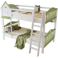 XDOVET Etagenbett,Kinderbett mit Fallschutz und Gitter,Mit Dach und Fenster,Offenes