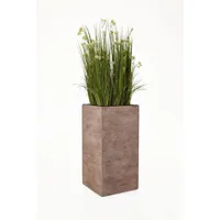 Vivanno Pflanzkübel Blumenkübel aus Fiberglas Block 80 cm, Beige