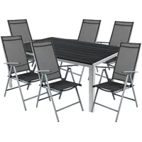 Mojawo 7tlg Alu Gartenmöbel Gartengarnitur Tisch 150x90cm Klappstuhl Textilen