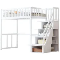 XDOVET Hochbett,Kinderbett(Weiss)Holzbett,mit Sicherheits-Aufbewahrungsleiter,Bettgestell aus massivem Kiefernholz für Kinder und