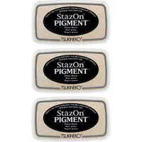 Rayher StazOn Pigment-Stempelkissen, schwarz, Großpackung, 3er Set, 9,6 x