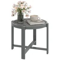Outsunny Beistelltisch Gartentisch Rund wetterfest Aluminium Balkontisch mit Marmoroptik