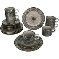Mäser Prospero 18tlg Kaffeeservice braun Porzellan 6Pers Tasse Untertasse