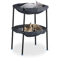 Relaxdays Katzenhängematte, 2 Etagen, erhöhter Katzenhängesessel, Hbt: 59x41x43 cm,