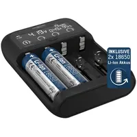 Ansmann Lithium 4 Universalladegerät mit 2x 18650 Akkuzellen (2600mAh)