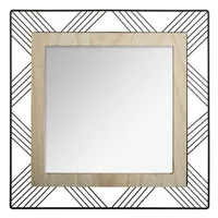 Wellhome Well Home Quadratischer Spiegel aus Metall und Holz,