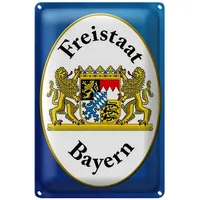 Roomando Blechschild Freistaat Bayern | Wappenmotiv | Nostalgie-Dekoration |