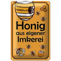 Roomando Metallschild | Honig aus eigener Imkerei | Bienenmotiv