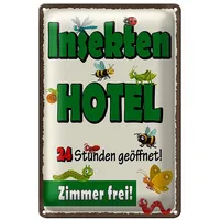 Roomando Insektenhotel Blechschild | 24 Stunden geöffnet | Zimmer