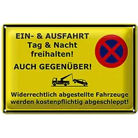 Roomando Robustes Metallschild | Ein- Ausfahrt Tag Nacht freihalten