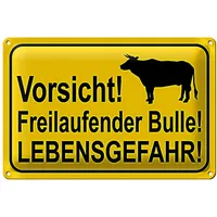 Roomando Warnschild | Vorsicht! Freilaufender Bulle | Lebensgefahr |