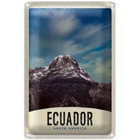 Roomando Ecuador Blechschild | Vintage Deko | Südamerika Landschaft