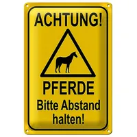 Roomando Achtung! Pferde | Bitte Abstand halten | Metallschild
