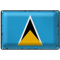 Roomando Vintage Blechschild | Flagge von St. Lucia |