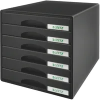 Leitz Schubladenbox Plus 6 Schubladen Polystyrol schwarz Packung mit