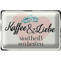 Roomando Dekoratives Blechschild 'Kaffee & Liebe heiß am besten'