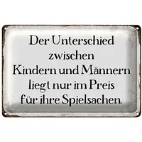 Roomando Metallschild Spruch 40x30cm Unterschied Kinder Männer 40x30