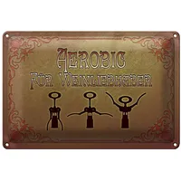 Roomando Dekoratives Vintage-Blechschild 'Aerobic für Weinliebhaber' | Ideal für