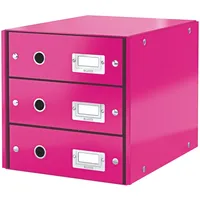 Leitz Schubladenbox 3 Fächer Karton pink Packung mit 3