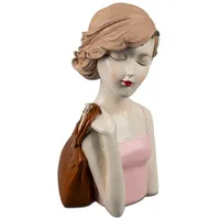 Formano Deko-Büste Dame mit Tasche Handbemalt Bunte Skulptur 28cm