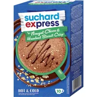 Suchard Express Nougat Choco Hazelnut Biscuit Crisp, Trinkschokolade, 10x