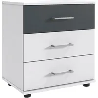 WIMEX Nachtkonsole, Weiß, Graphit, Holz, 1 Fächer, 3 Schubladen,