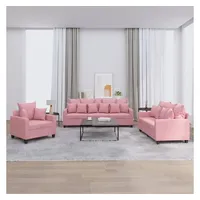 VidaXL 3-tlg. Sofagarnitur mit Kissen Rosa Samt
