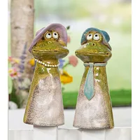 MF Dekorative Froschpaar Gartenfiguren, 22 cm, Keramik Zaunfiguren in