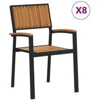 VidaXL Gartenstühle 8 Stk. Stapelbar Schwarz Stahl & Massivholz