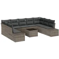 VidaXL Garten-Sofa-Set mit Kissen - Schwarzes Poly-Rattan