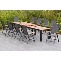 Merxxhandels Paxos Set 11tlg 10 Sessel 1 Flex Ausziehtisch