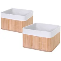 MCW Aufbewahrungskorb MCW-C21, Korb Aufbewahrungsbox Ordnungsbox Sortierbox Regalkorb, Bambus