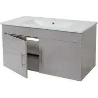 MCW Waschbecken + Unterschrank MCW-D16, Waschbecken Waschtisch, hochglanz 90cm