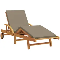 VidaXL Klappbare Sonnenliege mit Rädern & Kissen Taupe Massivholz