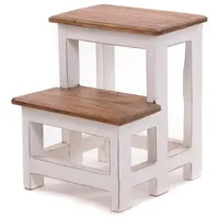 DESIGN DELIGHTS Trittleiter, Weiß, Holz, 37x46x37 cm, Wohnzimmer, Hocker,