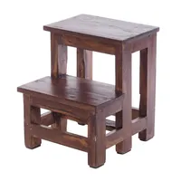 DESIGN DELIGHTS Trittleiter, Dunkelbraun, Holz, 37x46x37 cm, Wohnzimmer, Hocker,