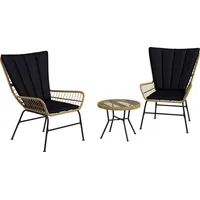 Outsunny 3-tlg. Rattan-Sitzgruppe, Gartengarnitur, Gartenmöbel-Set mit 2 Stühlen