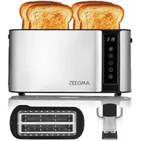 Zeegma TOSTEE CHEF 4-Scheiben-Edelstahl-Brottoaster, Brötchenhalter, 1500 W, Auftauen, -