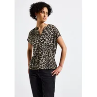 STREET ONE Damen A345729 Blusenshirt mit Leo-Muster, Schwarz, 36