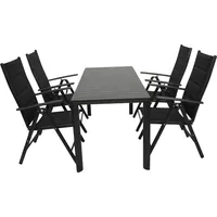 TPFGarden GARTEN-GARNITUR Ashford - 5-teilige Garten-Essgruppe (4x Klappsessel, Aluminium
